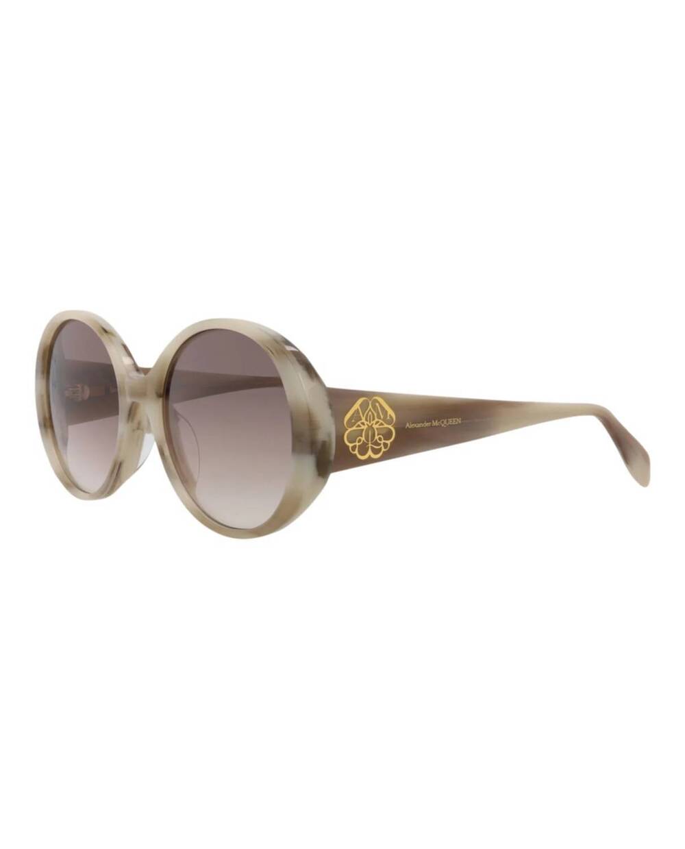 NEW ALEXANDER MCQUEEN women's round-frame acetate sunglasses in brown